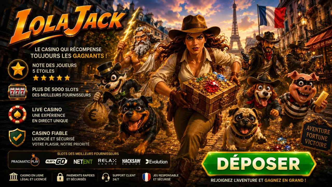 LolaJack Casino — bonus de bienvenue 150% jusqu'à €2.500 + 100 tours gratuits